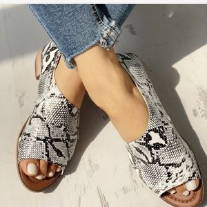 Peep toe snake sandals/shoes
